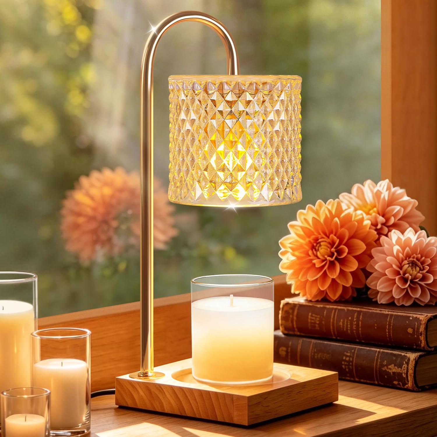 Amber Jar Candle - Candle warmer with timer dimmer, birthday