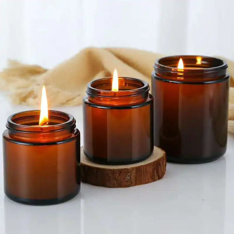 Amber Jar Candle - 6pc 100/250ml Amber Glass Candle Jars