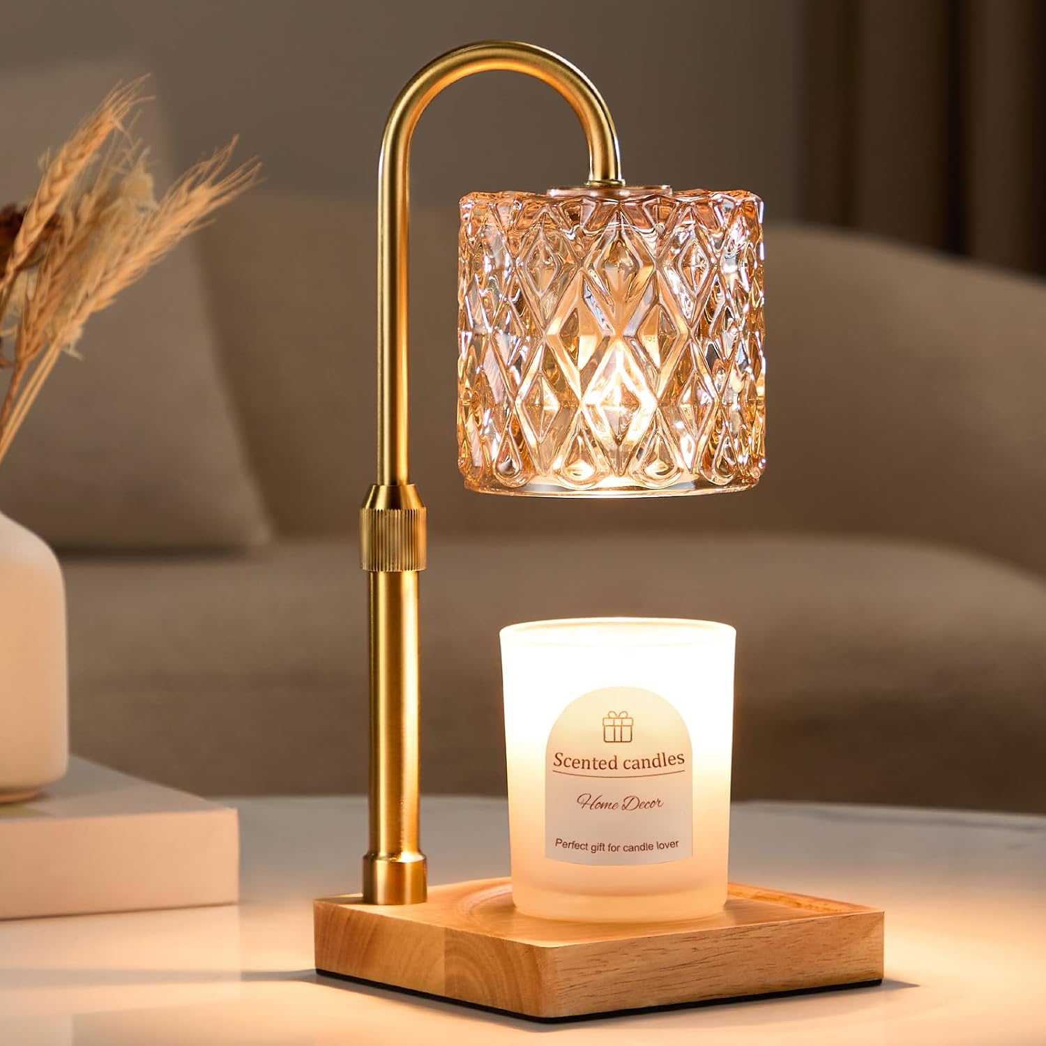Amber Jar Candle - Candle Warmer Lamp with Timer -Dimmable
