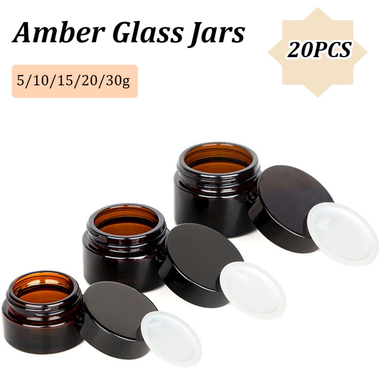 Amber Jar Candle - 20PCS Small Amber Glass Jars with