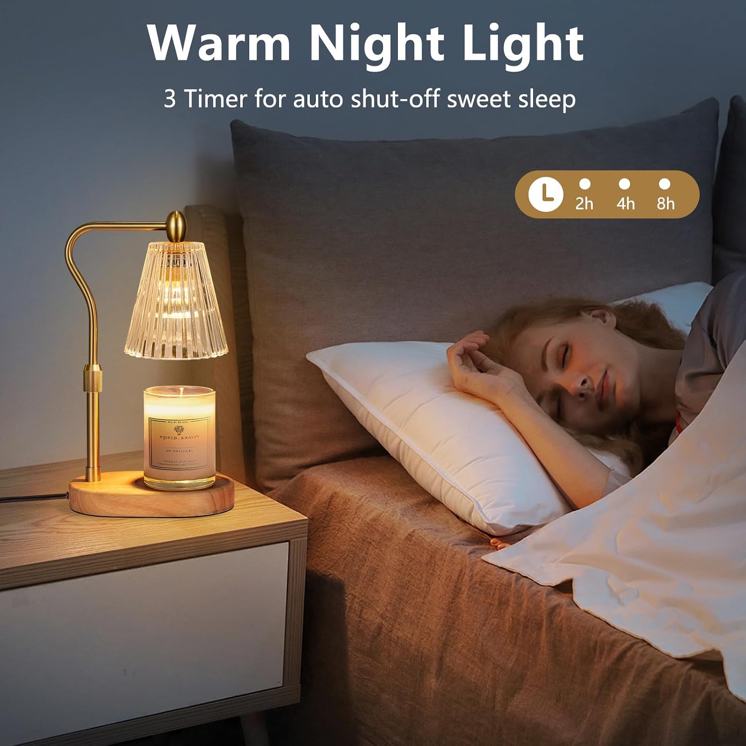 Warm Candle Lamp - Adjustable  - Amber Jar Candle 评论和价格