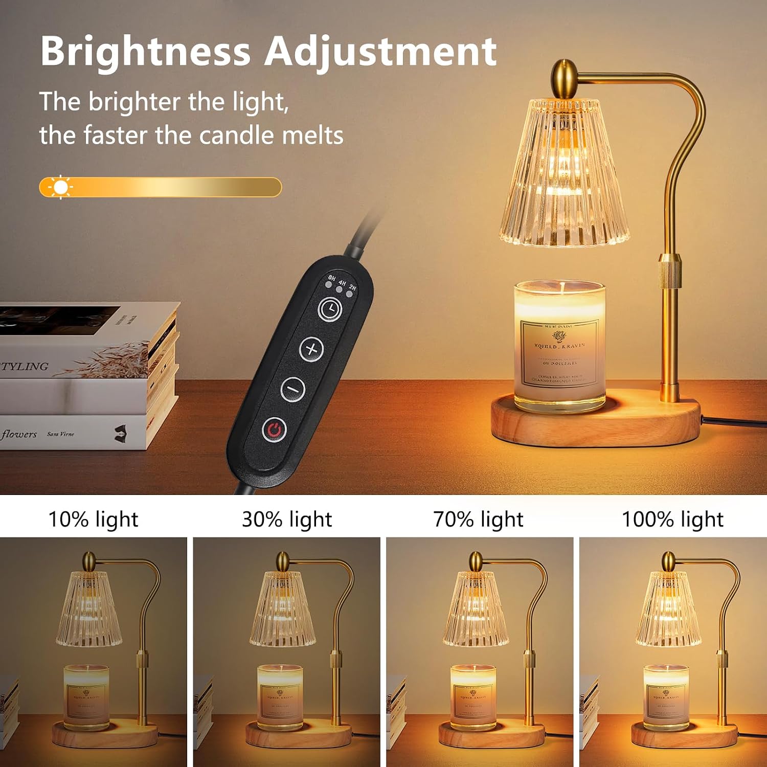 Warm Candle Lamp - Adjustable  - Amber Jar Candle 评论和价格