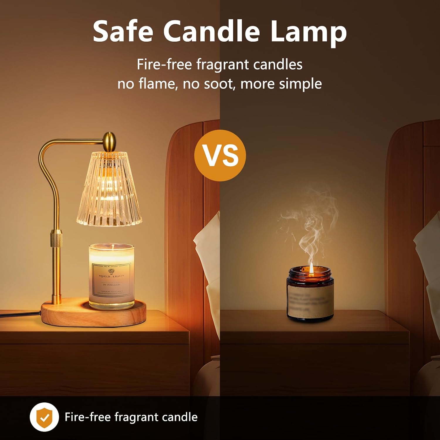 Warm Candle Lamp - Adjustable  - Amber Jar Candle 评论和价格