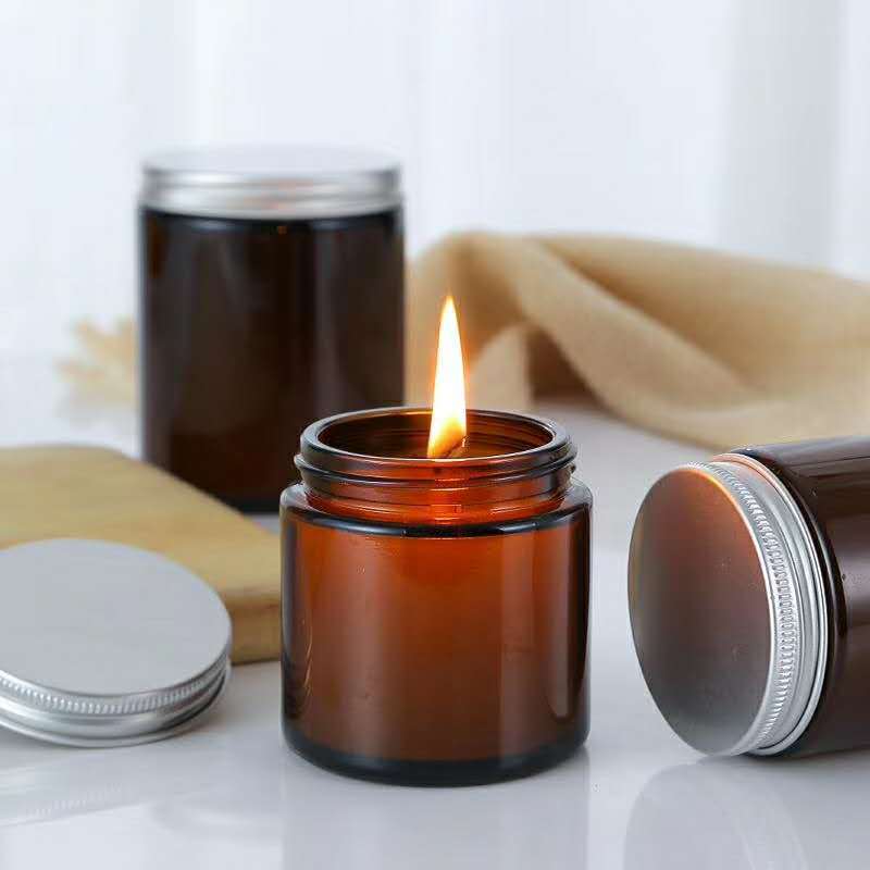 6pc 100/250ml Amber Glass Cand - Amber Jar Candle 评论和价格