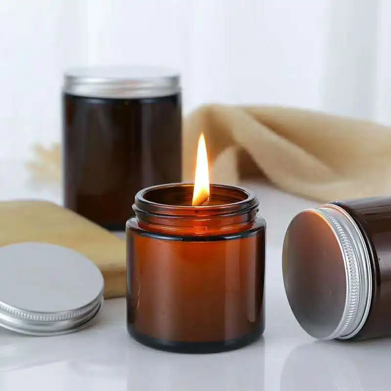 6pc 100/250ml Amber Glass Cand - Amber Jar Candle 评论和价格